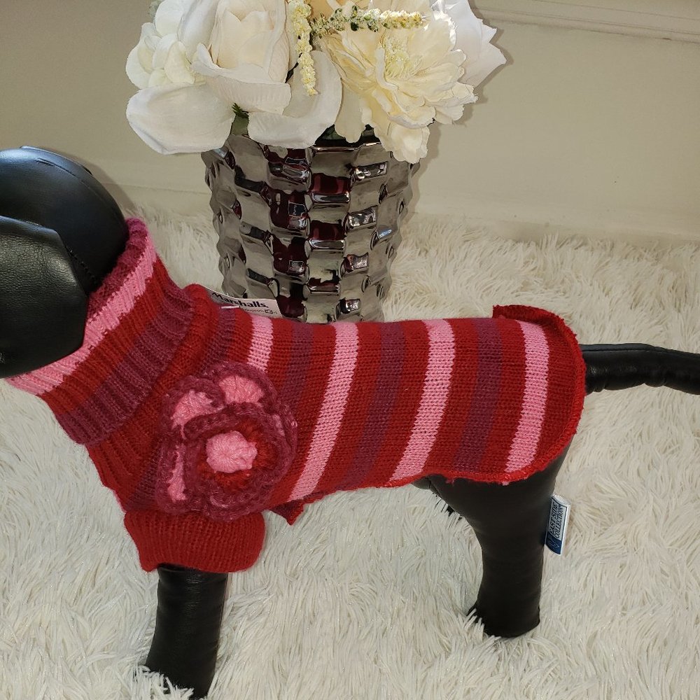 Striped Flower Accent Turtleneck (Small Dog)
